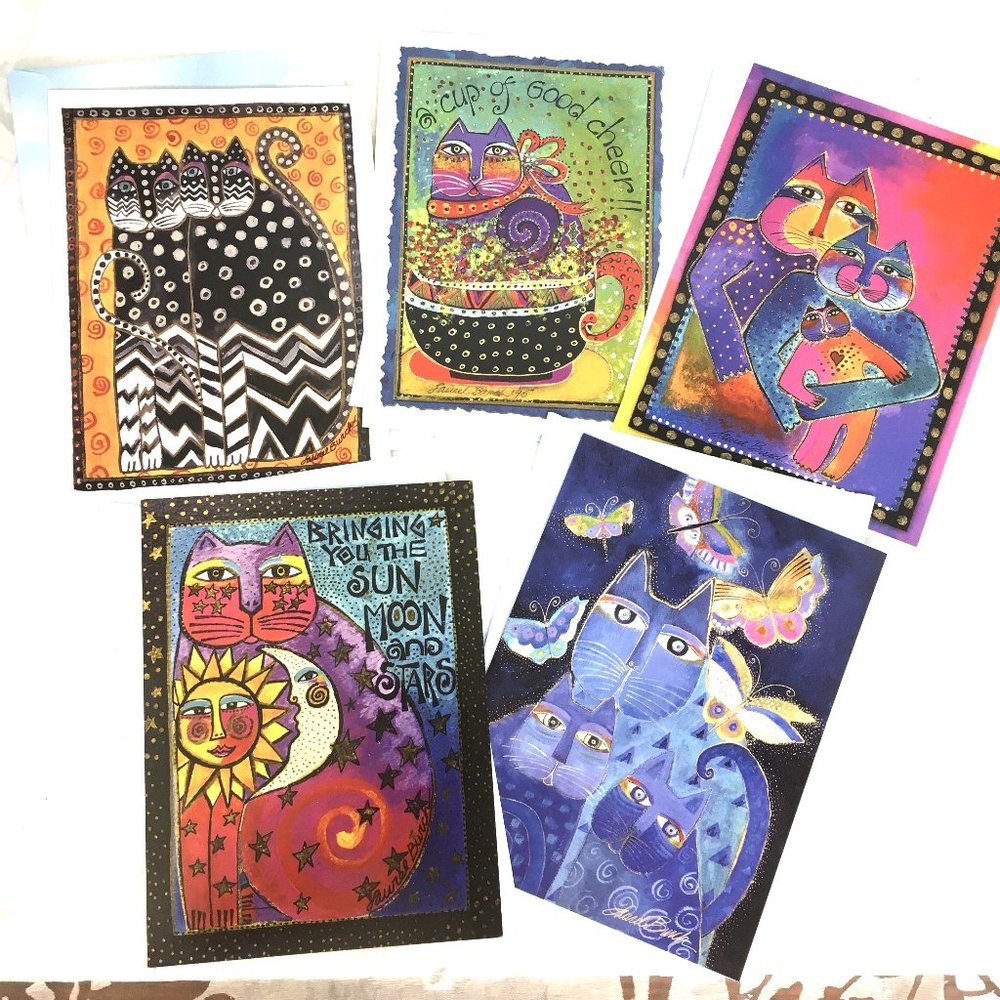 Laurel Burch Greeting cards - 5 with envelope - New